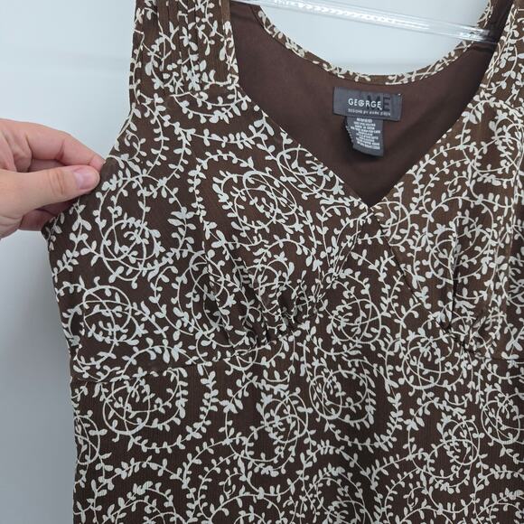 Vintage Y2K Brown Floral Baby Doll Top Size MD Fairy Boho Cottage Feminine Silk - Picture 2 of 8